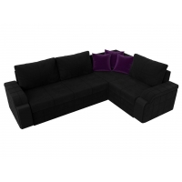 Угловой диван Николь (микровельвет чёрный фиолетовый) - Изображение 3